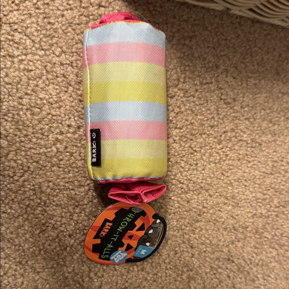 Bark Dog Toy - Striped Pink, Yellow, and Blue
